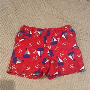 Red and Blue Nautical Swim Trunks
